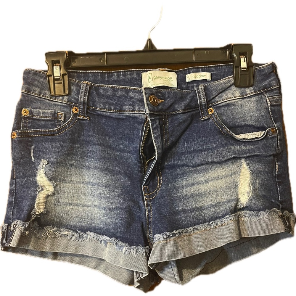 EUC Re Generation distressed denim shorts